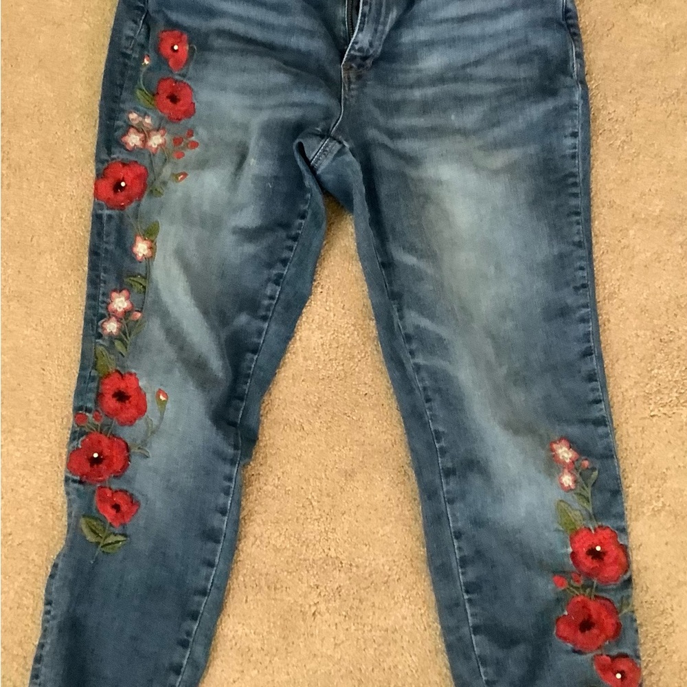 Embroidered Rose flowered jeans